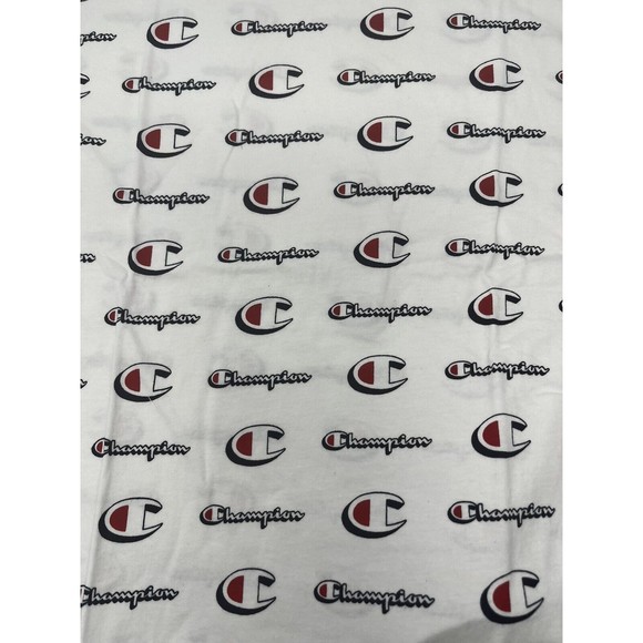 Champion Mens White Short Sleeve T-shirt All over Logo Mens XXL Standard Fit NWT - Picture 4 of 5